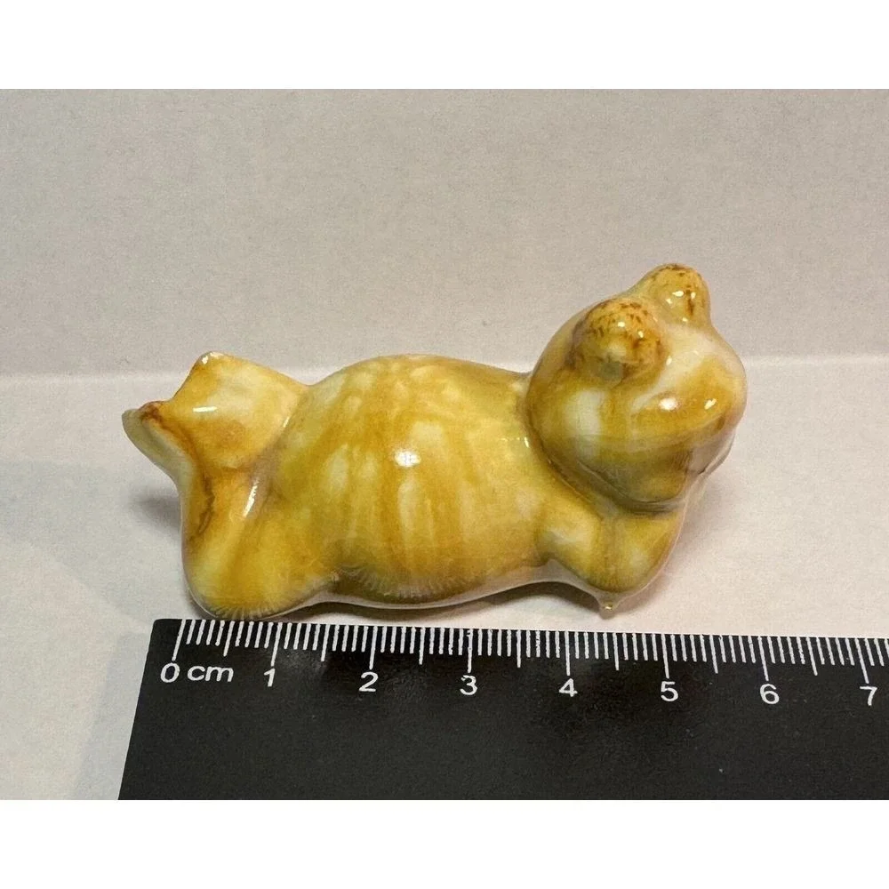 Ceramic‎ Drip Glazed Frog Gold and white Figurine